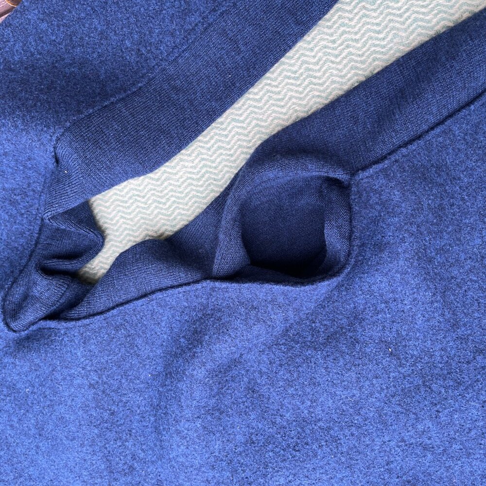 Boiled wool deep navy/deep purple button down v-neck jacket, elastic sides L! - Picture 6 of 16